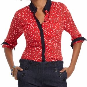Anthropologie Maeve Bagatelle Red Polkadot Blouse